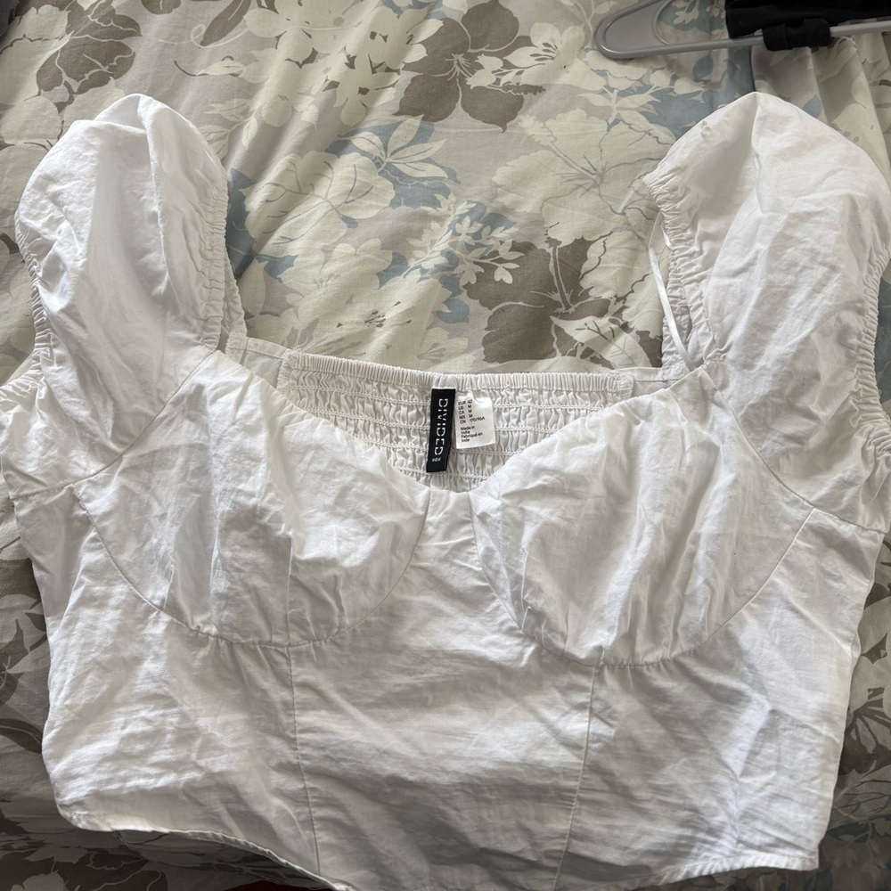 White Puff-Sleeve Crop Blouse